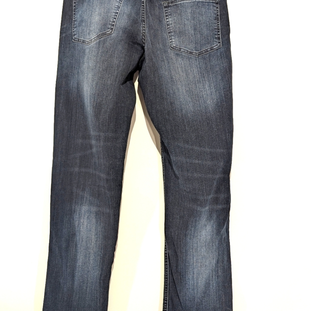 Express Hyper Stretch Distressed Slim Jeans – Dark Blue Wash – 33x30 – Excellent